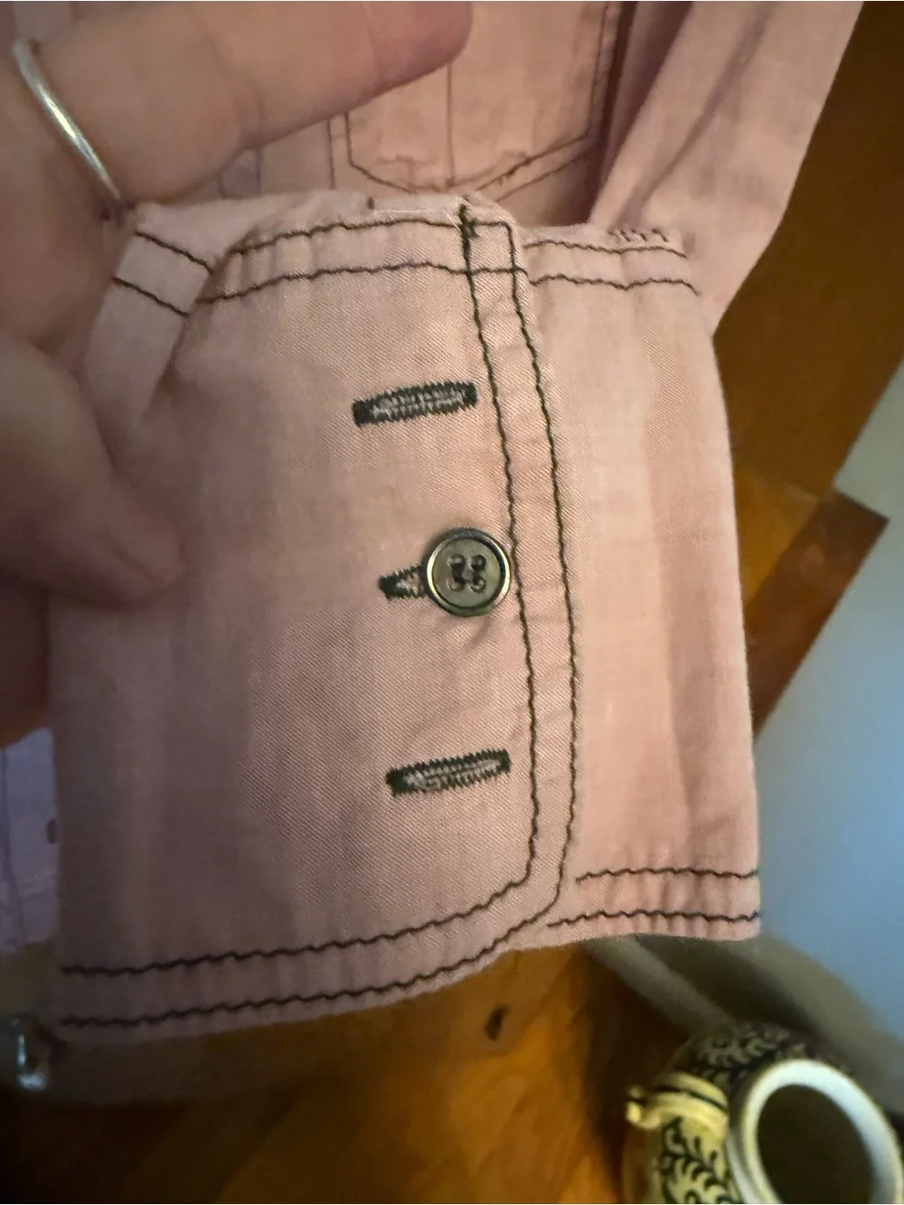 We The Free Free People Last Chance Oversized Button Down Shirt Pink XS